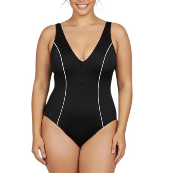 Victoria's Secret Swim Sexy Sport One-Piece Zip-Up Black Swimsuit | Size XL - Picture 1 of 7